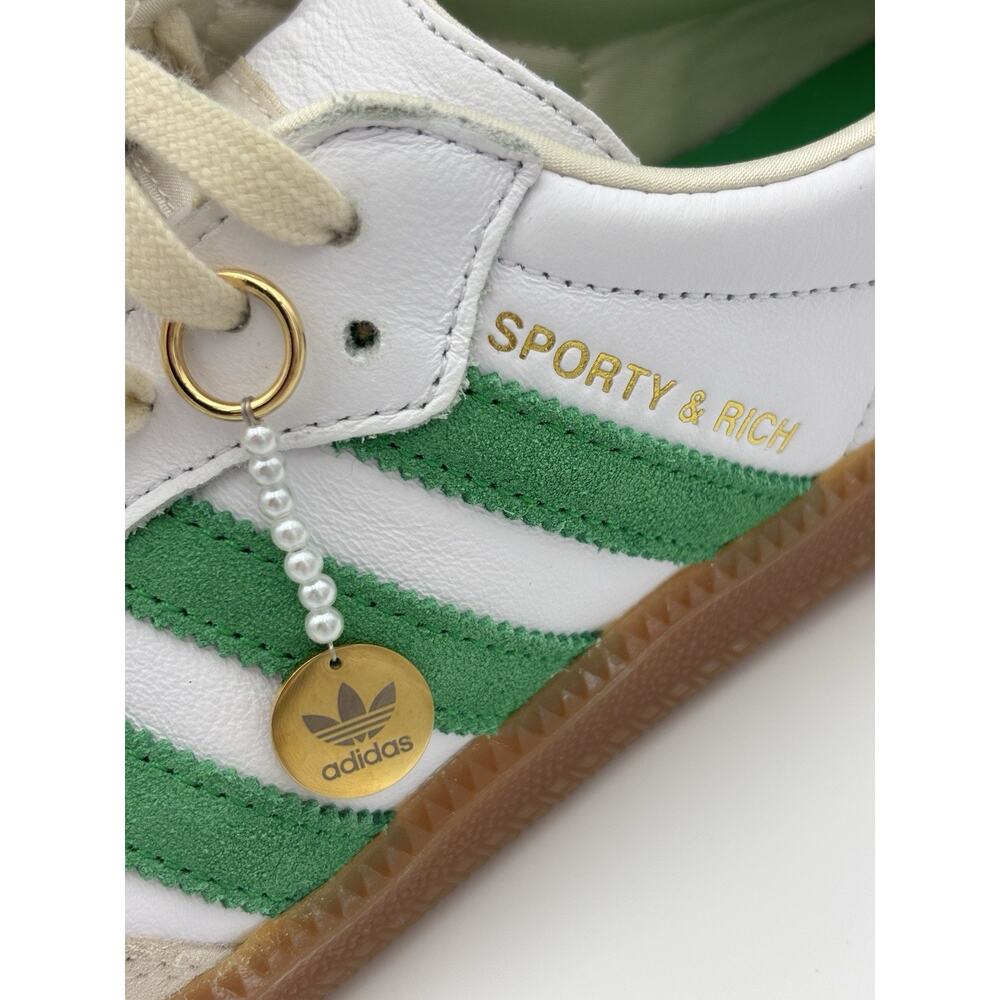Adidas x Sporty & Rich Collab Sambas Sneakers White Green Leather Womens Size 8 - Picture 10 of 16
